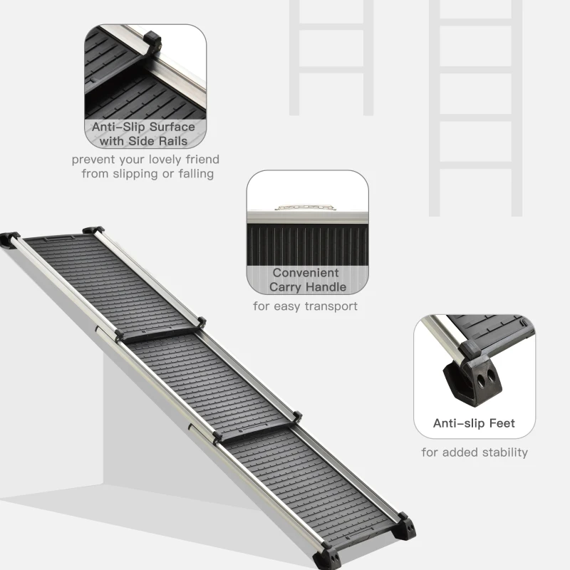 PawHut rampa pliabila si antiderapanta pentru caini, neagra