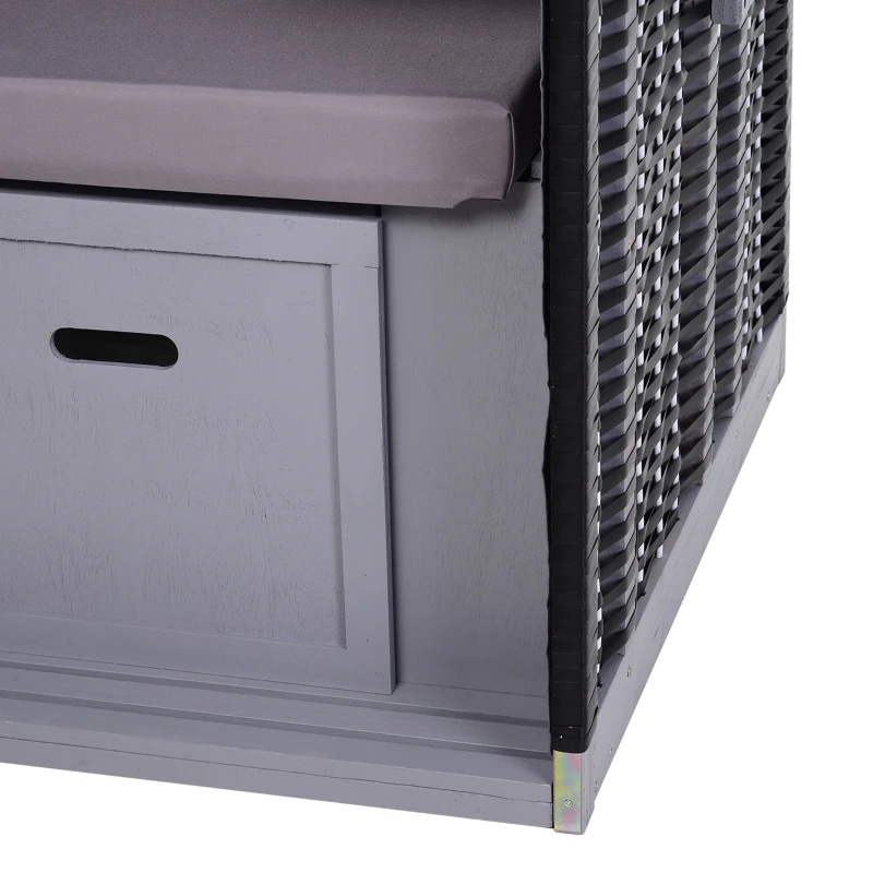 Outsunny Sdraio da Spiaggia Reclinabile a 2 Posti con Tettuccio Parasole e Cassetti, Grigio