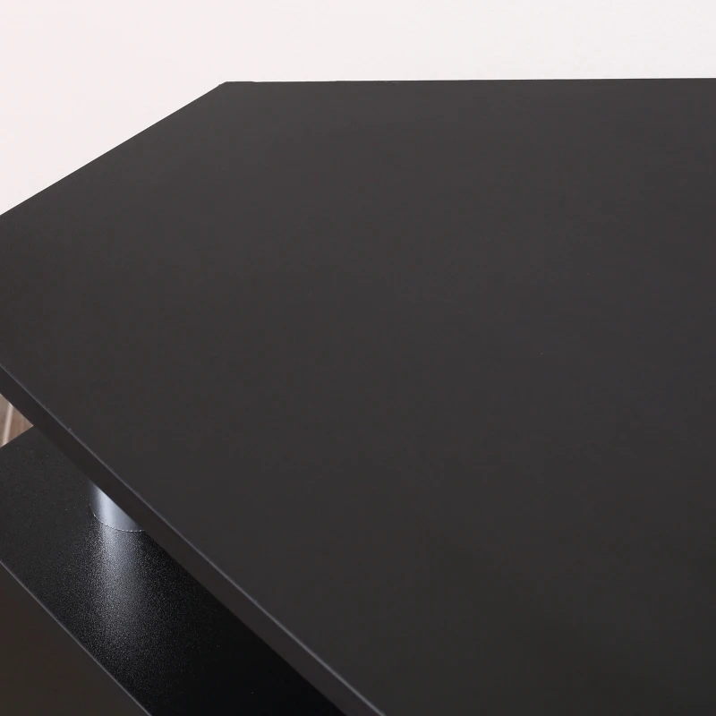 HOMCOM Comoda TV cu 2 compartimente inchise raft blat benzi antiderapante negru