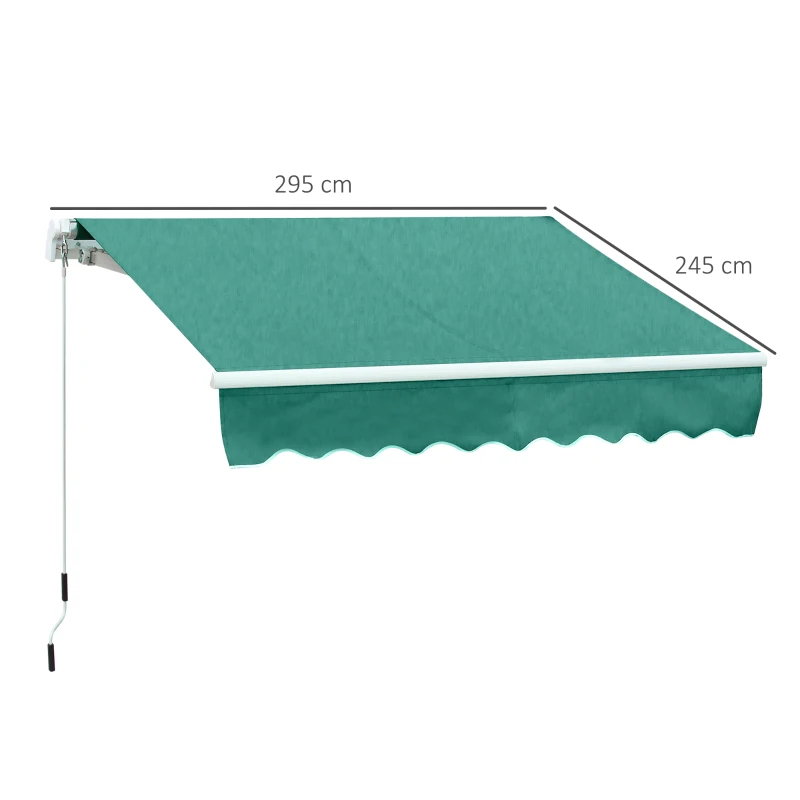 Outsunny perdea tip rulou parasolar impermeabil, 295x245cm, verde