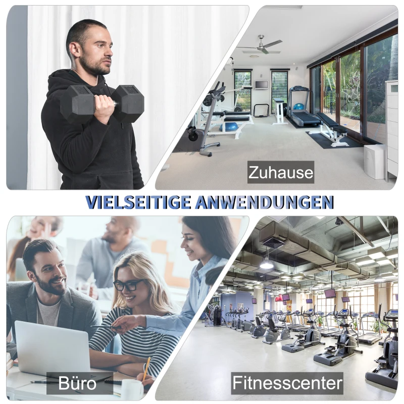 HOMCOM hantel gumowy hantel fitness hantel do sali treningowej biura pojedynczy hantel sześciokątny kształt stal guma czarny 20 kg