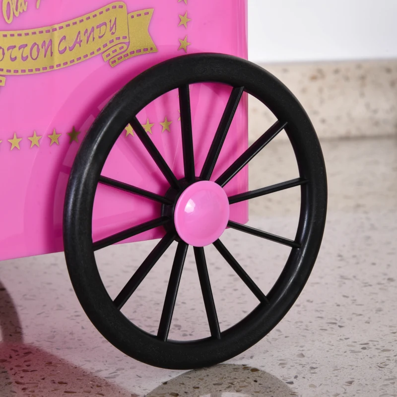 HOMCOM Aparat pentru Vată de Zahăr din Plastic Roz