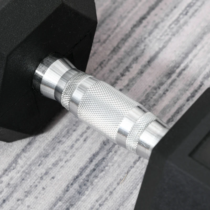 HOMCOM hexagon dumbbell gietijzeren dumbbell rubberen dumbbell handvat gekartelde gewichten metaal rubber zwart 1 x 15 KG(m-9)