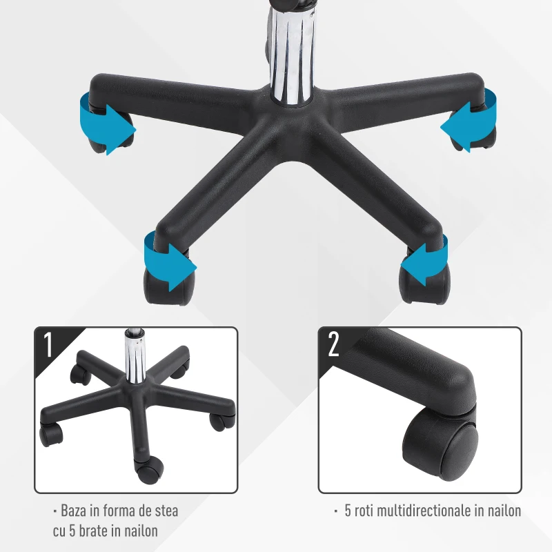 HOMCOM scaun rotativ, piele sintetica, 35x42-54cm, negru