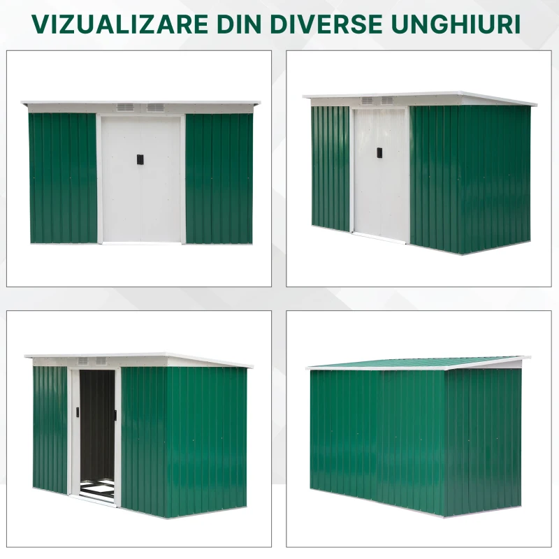 Outsunny casuta pentru unelte gradina, 277x130x173cm, verde(m-8)