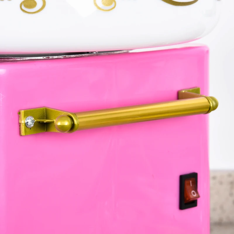 HOMCOM Aparat pentru Vată de Zahăr din Plastic Roz