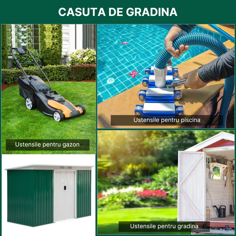 Outsunny casuta pentru unelte gradina, 277x130x173cm, verde(m-7)