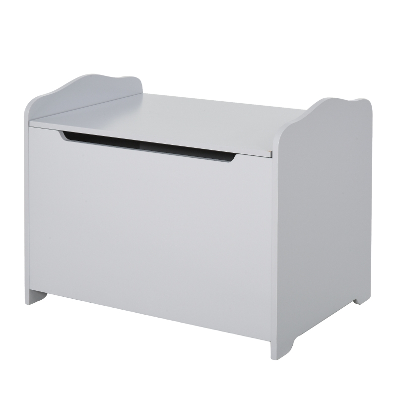 HOMCOM Caixa de Armazenamento de Madeira para Brinquedos Baú Organizador para Crianças acima de 3 Anos com Tampa para Livros Roupas 60x40x48cm Cinza