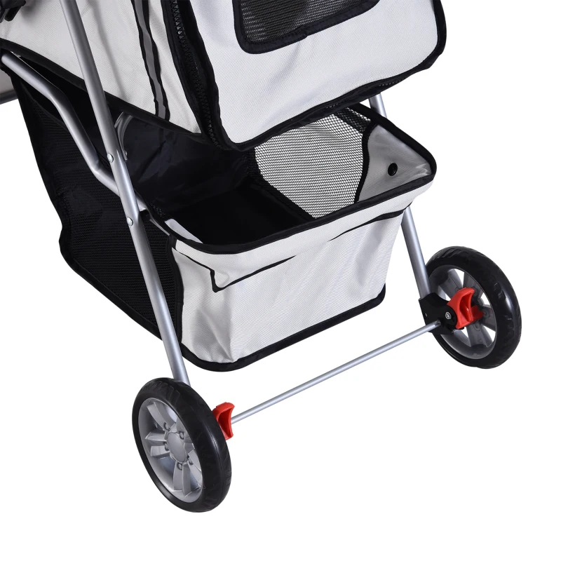 PawHut Carucior Pliabil pentru Caini 75×45×97 cm – Gri