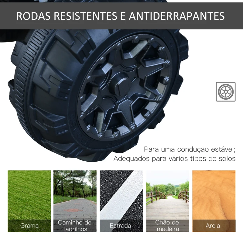 HOMCOM Quadriciclo Elétrico Infantil para Crianças de 3-6 Anos com Bateria 12V MP3 Rádio Luzes Carga Máxima 30kg 103,5x69,5x70cm Branco