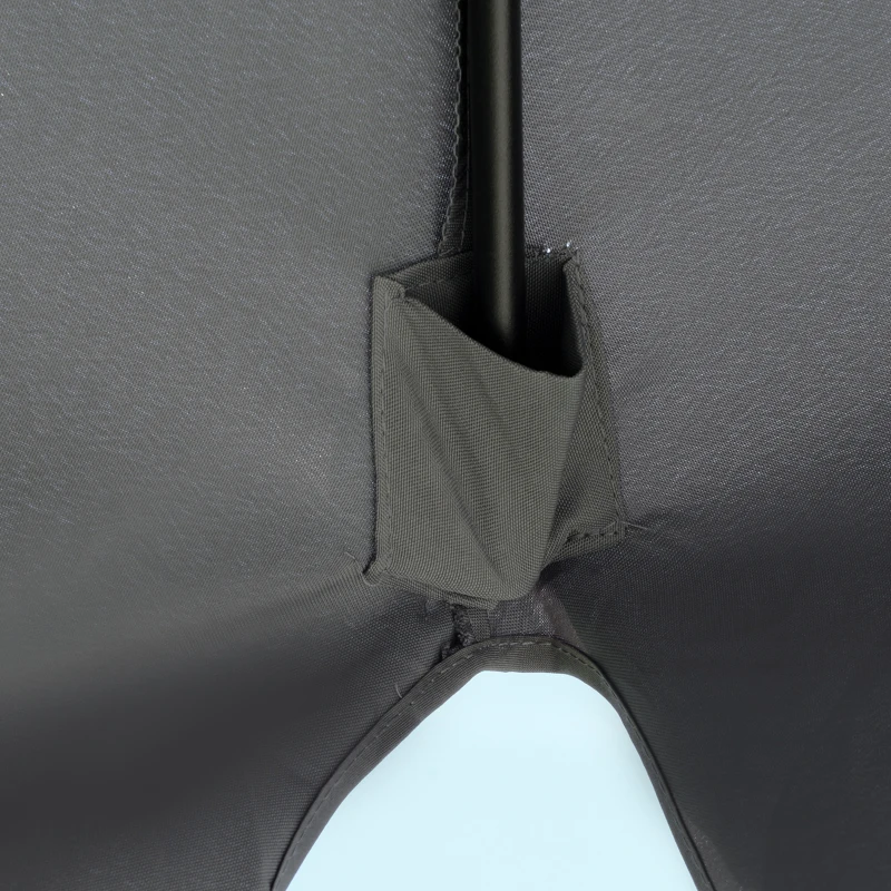 Outsunny 2.7m Patio Umbrella Garden Parasol Outdoor Sun Shade Table Umbrella with Tilt, Crank, 8 Ribs, Ruffles, Grey