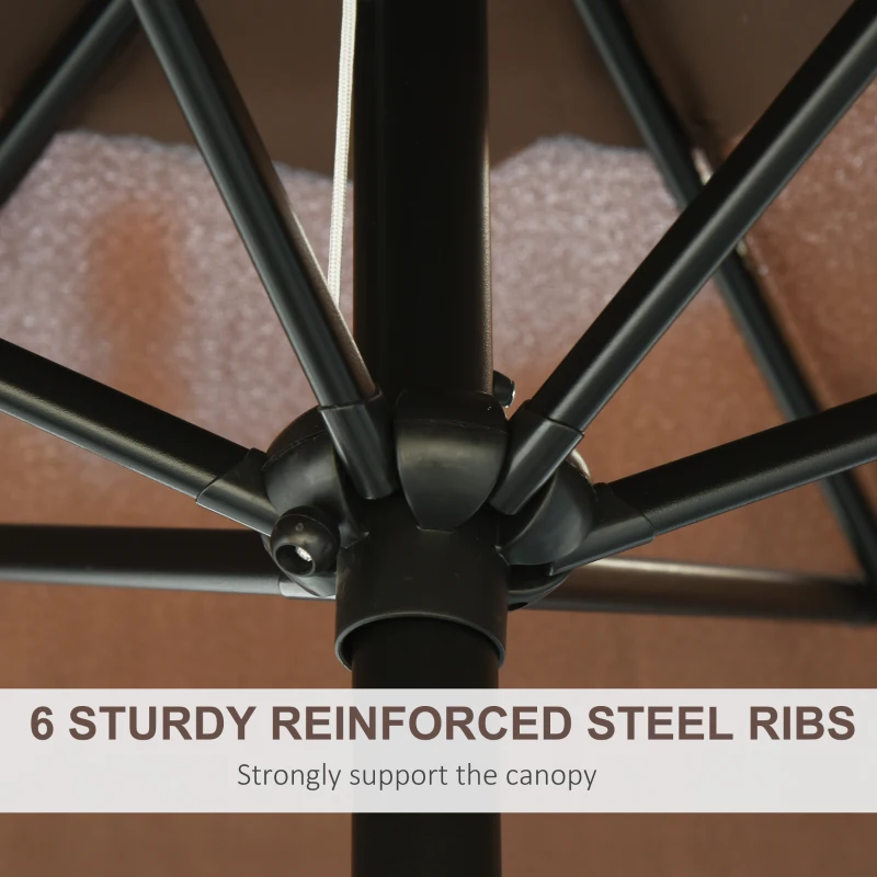 Outsunny 2.7M Patio Tilt Umbrella Sun Parasol Outdoor Garden Sun Shade Aluminium Frame with Crank(Coffee)