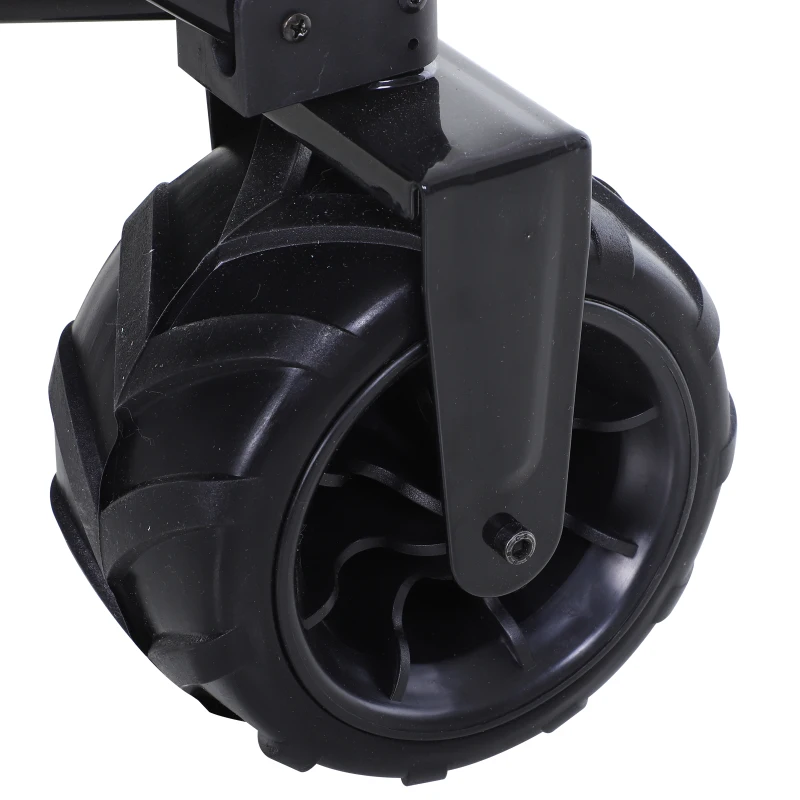 Outsunny Outdoor Pull Along Cart Folding Cargo Wagon Trailer Trolley  for Beach Garden Use with Telescopic Handle, Anti-Slip Wheel - Green