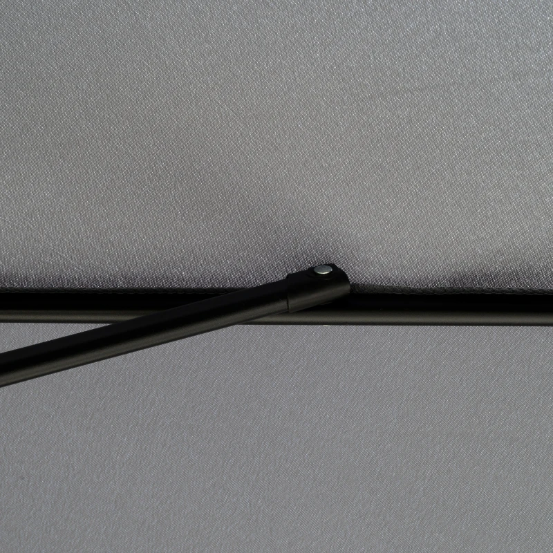 Outsunny 2.7m Patio Umbrella Garden Parasol Outdoor Sun Shade Table Umbrella with Tilt, Crank, 8 Ribs, Ruffles, Grey