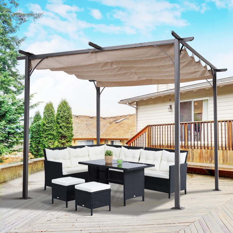 Outsunny 3 x 3(m) Metal Pergola Retractable Canopy Marquee Party