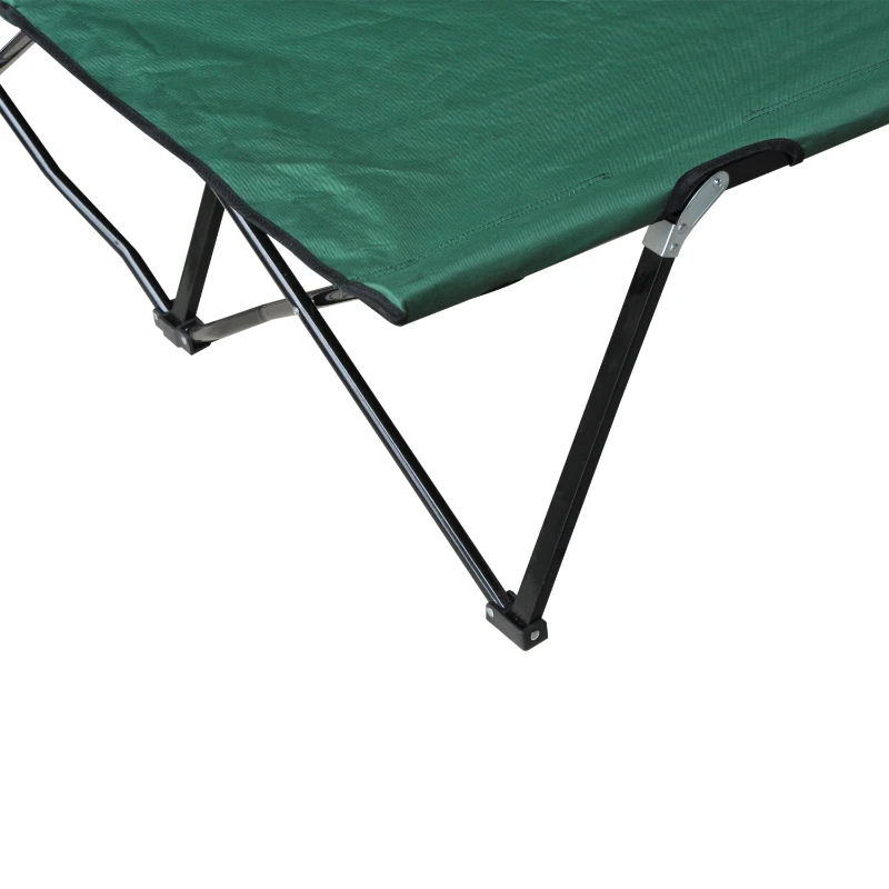 Outsunny Double Camping Cot Foldable Sunbed Outdoor Patio Sleeping Bed Super Light w/ Carr Bag (Green)