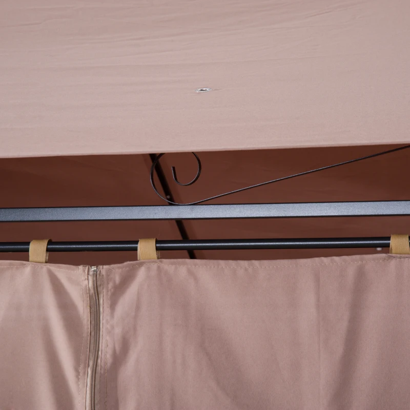 Luksusowy Pawilon Ogrodowy Outsunny z Podwójnym Dachem i Bocznymi Ściankami, 3x4m, Khaki