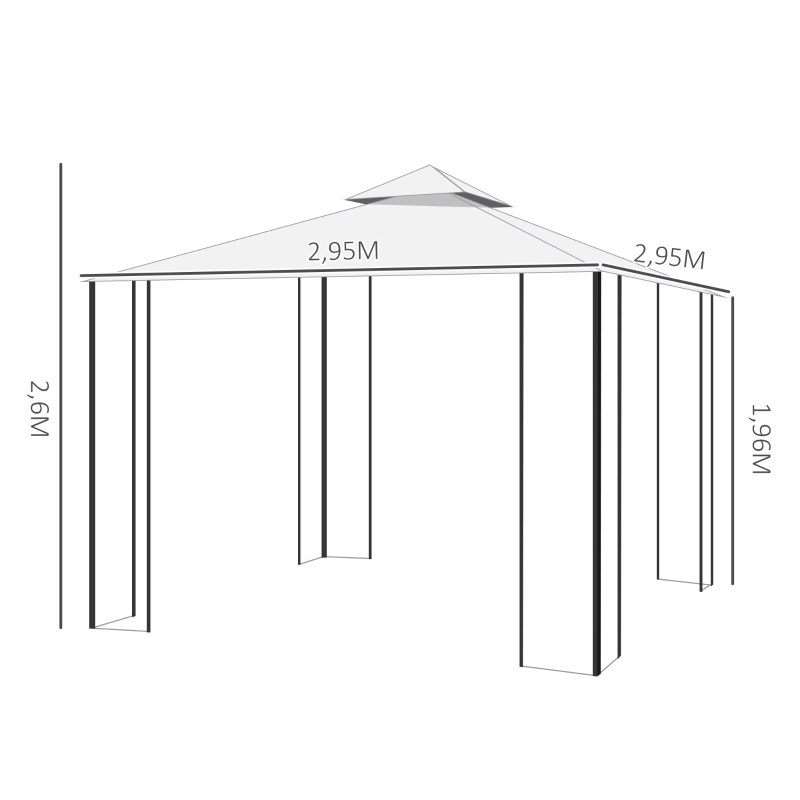 Outsunny 3 x 3m Outdoor Garden Steel Gazebo with 2 Tier Roof, Patio Canopy Marquee Patio Party Tent Canopy Shelter Vented Roof Decorative Frame - Cream