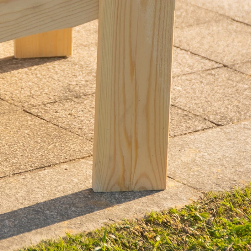 Outsunny Wooden Outdoor Double Adirondack Chairs Loveseat w/ Centre Table and Umbrella Hole, Garden Patio Furniture for Lounging and Relaxing, Natural