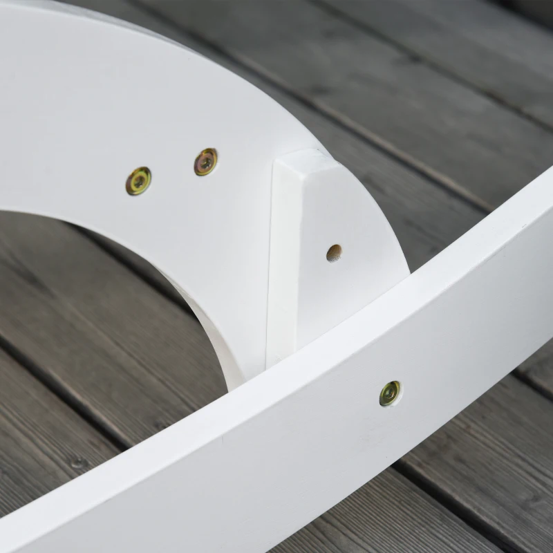 Outsunny Patio Rocking Chair Non-slip Porch Rocker for Balcony Garden Terrace Bamboo Plywood White