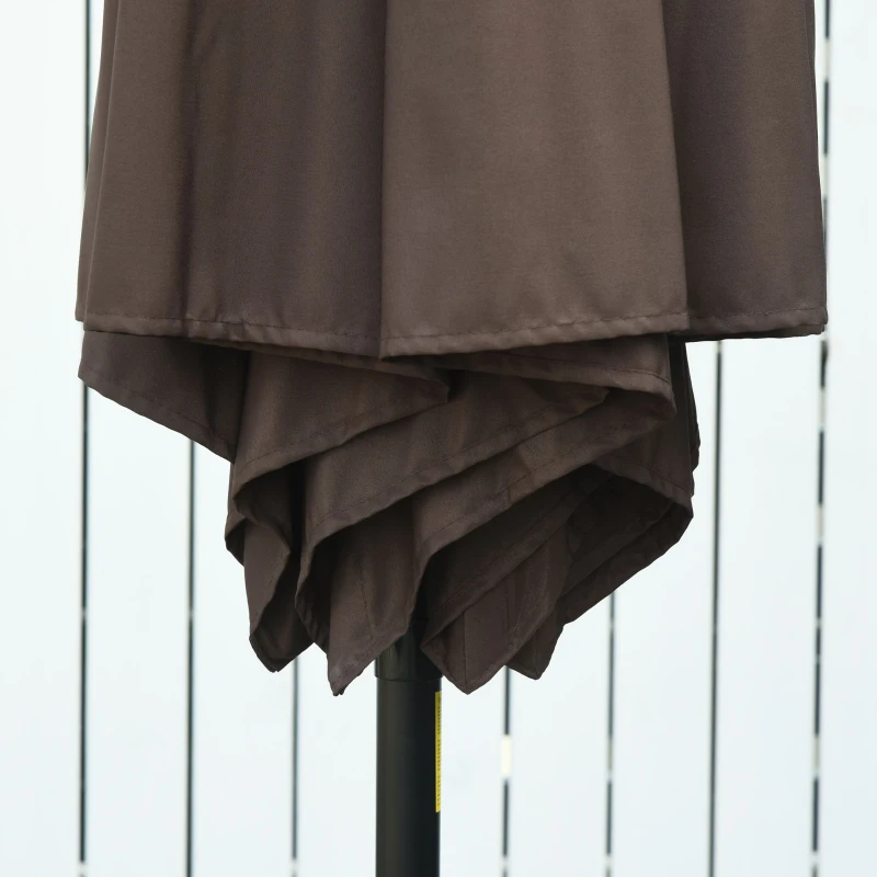 Outsunny 2.7M Patio Tilt Umbrella Sun Parasol Outdoor Garden Sun Shade Aluminium Frame with Crank(Coffee)