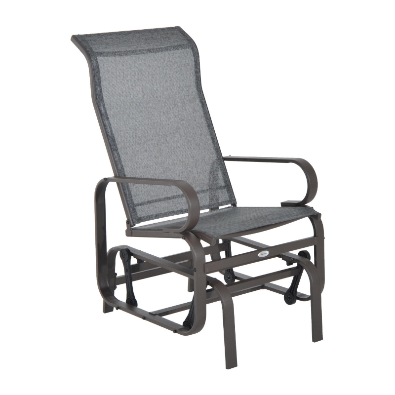 Outsunny Outdoor Gliding Rocking Chair with Sturdy Metal Frame Garden Comfortable Swing Chair for Patio, Backyard and Poolside, Grey