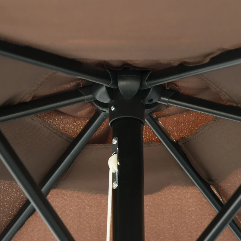 Outsunny 2.7M Patio Tilt Umbrella Sun Parasol Outdoor Garden Sun Shade Aluminium Frame with Crank(Coffee)