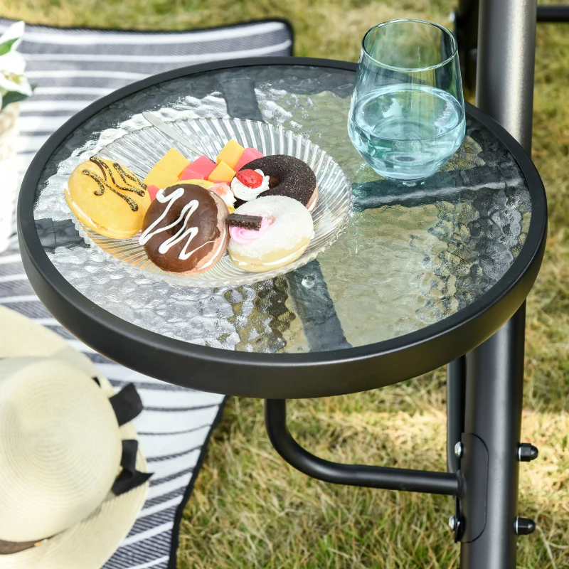 Outsunny 3 Seater Garden Swing Chair with Adjustable Canopy, Cushion and Coffee Tables for Outdoor Patio Garden Grey