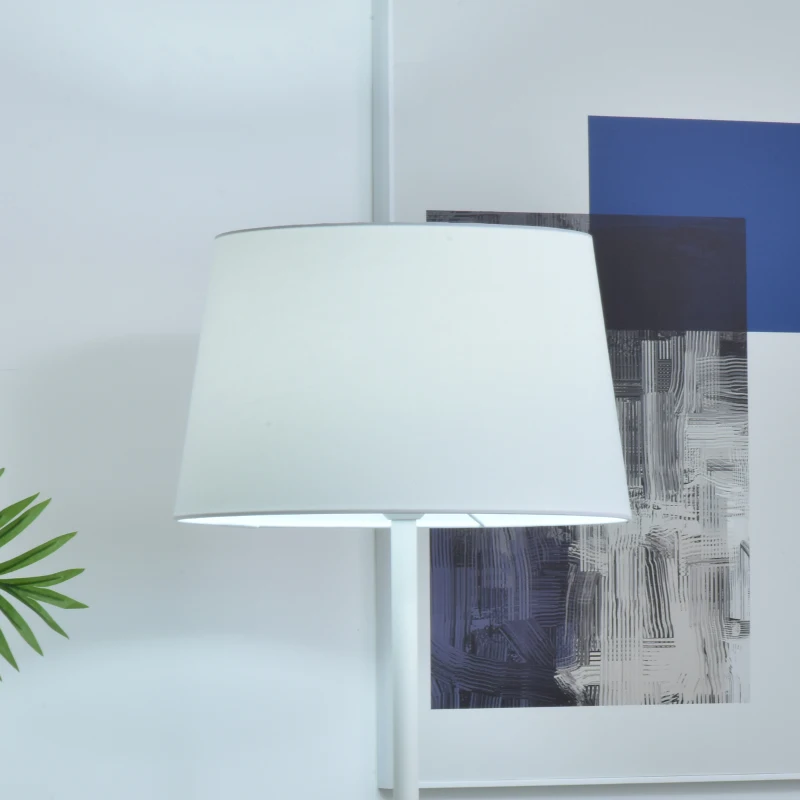 HOMCOM Lampada da Terra con Mensola e Design Moderno per Camera da Letto o Soggiorno Bianca, 40x40x152cm