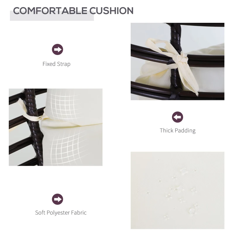 Outsunny Outdoor Indoor Wicker Teardrop Chair with Cushion Rattan Lounger