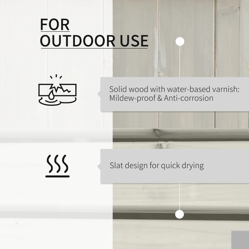 Outsunny Wooden Garden Planter & Bench Combination Garden Raised Bed Patio Park Grey 176 x 38 x 40 cm