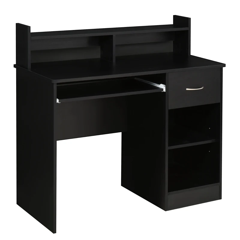 HOMCOM Modern Wooden Computer Desk Workstation with Keyboard Tray, Drawer & Monitor Stand for Home Office, Study