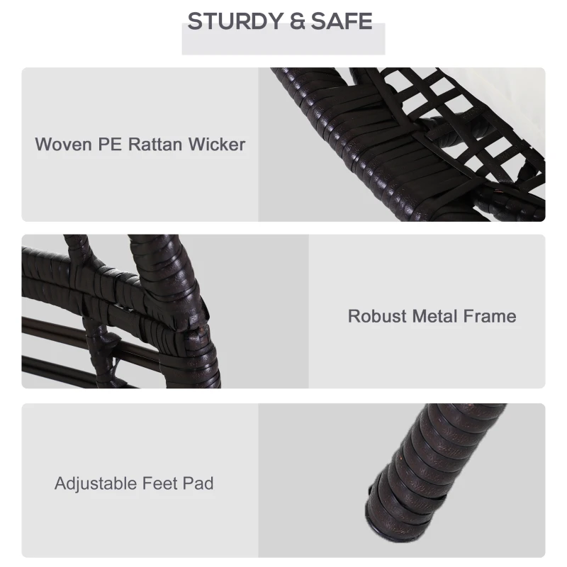 Outsunny Outdoor Indoor Wicker Teardrop Chair with Cushion Rattan Lounger