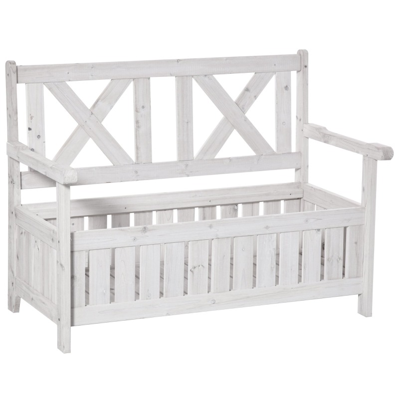 Outsunny 2 Seater Garden Storage Bench Wood Patio Seating Outdoor Deck Box Toy Chest,Yellow