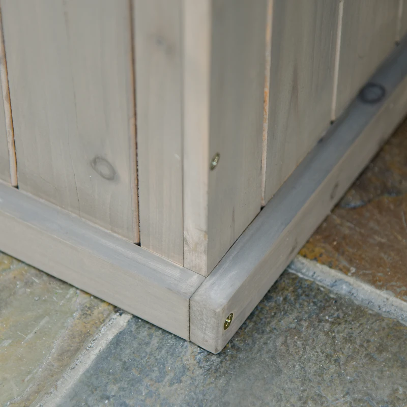 Outsunny Wooden Garden Planter & Bench Combination Garden Raised Bed Patio Park Grey 176 x 38 x 40 cm