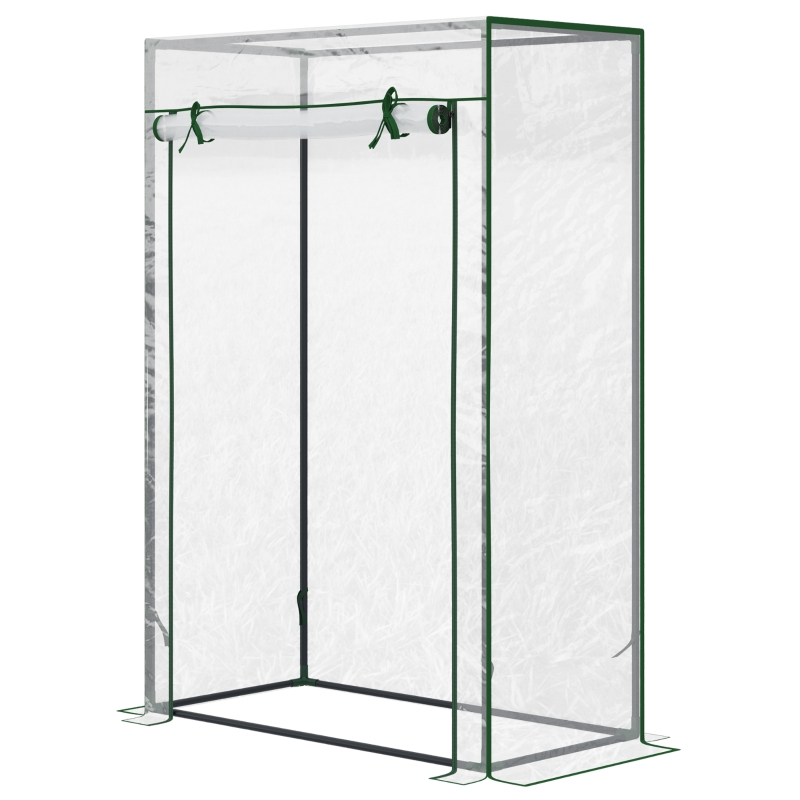 Outsunny 100 x 50 x 150cm Greenhouse Steel Frame PVC Cover with Roll-up Door Outdoor for Backyard, Balcony, Garden, Transparent