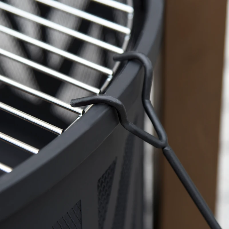 Outsunny Brasero boule de feu grille couvercle tisonnier métal