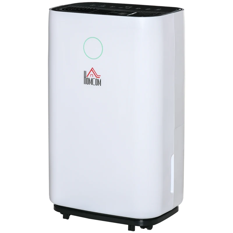 HOMCOM Deumidificatore da 25L 3 Modalità e 2 Velocità Timer 24h Design Silenzioso 33.5x23x57cm Bianco