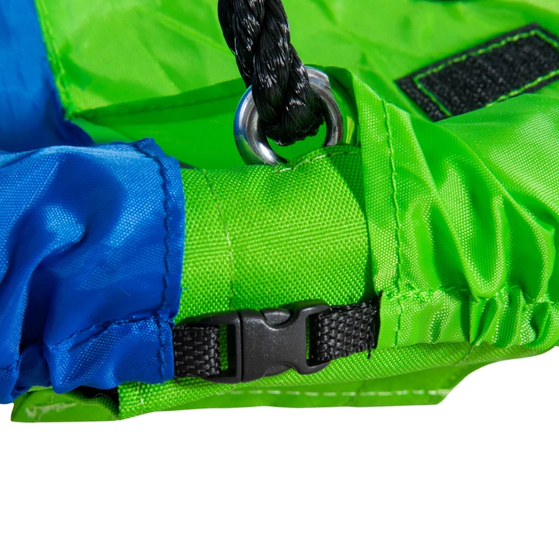 Outsunny Nest Swing with Tent Ø100 cm Garden Swing with Door and Window Disc Swing Children's Swing Kids Round Swing up to 200 kg Load Metal Green+Blue