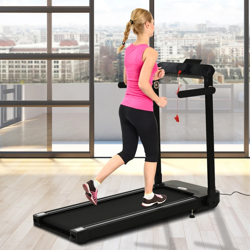 HOMCOM Tapis électrique de course pliable 1-12 Km/h 600 W écran LED multifonction 12 programmes noir