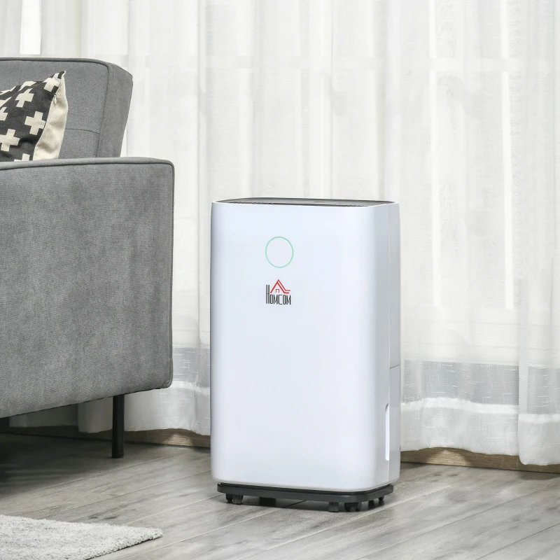 HOMCOM Deumidificatore da 25L 3 Modalità e 2 Velocità Timer 24h Design Silenzioso 33.5x23x57cm Bianco