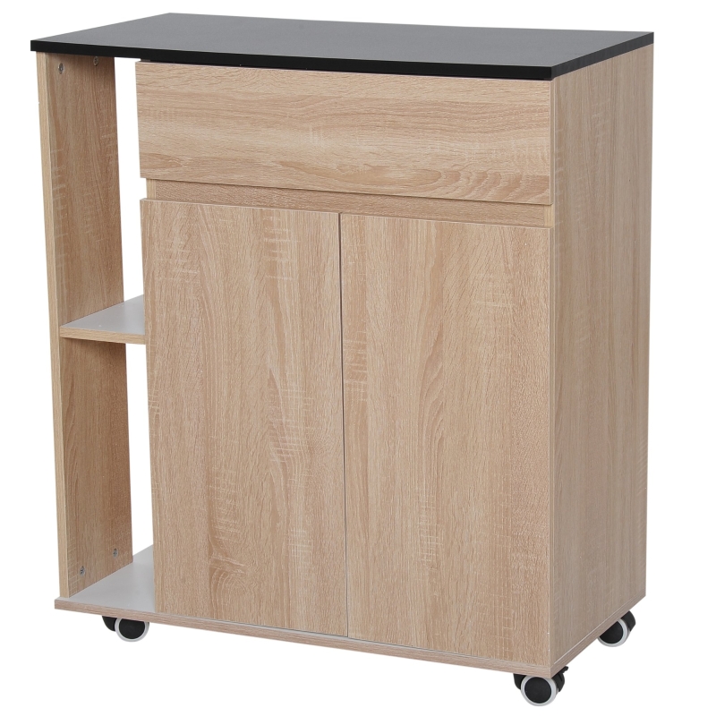 HOMCOM Mobiletto da Cucina con Ruote Cassetti Armadietto Legno