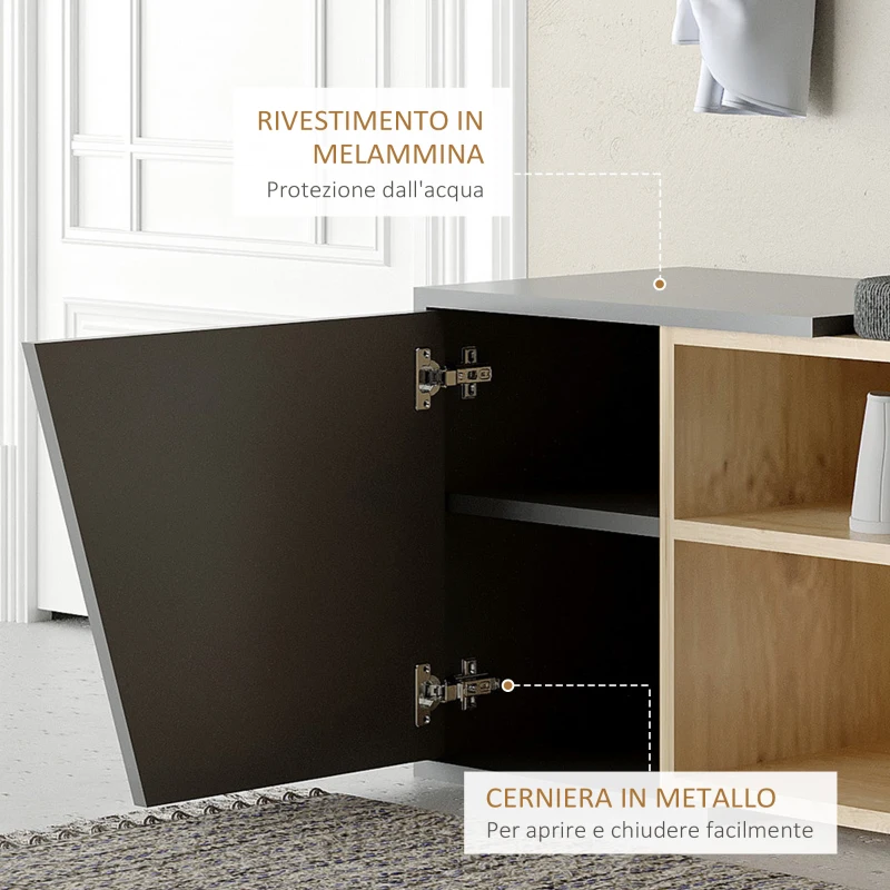 HOMCOM Scarpiera Salvaspazio Moderna per 8 Paia di Scarpe 104x37x47cm - Color Rovere e Antracite