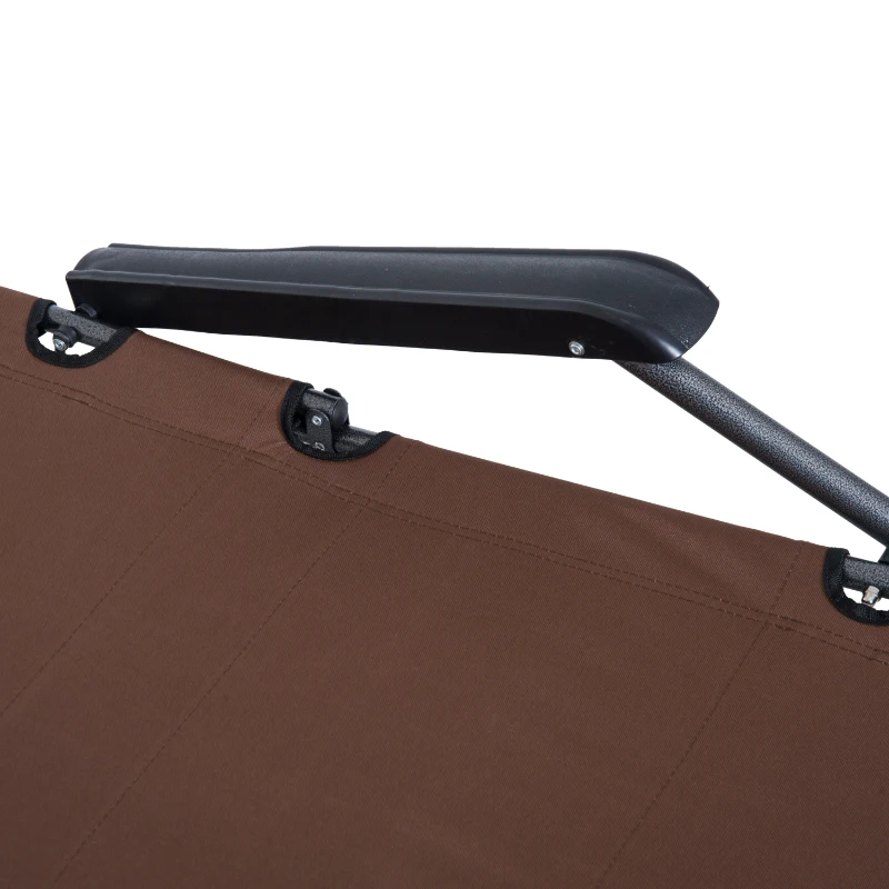 Outsunny Espreguiçadeira Reclinável  Dobrável com Encosto Ajustável Apoio de Braço  Apoio para os Pés Carga 136 kg 135x60x89 cm Marrom