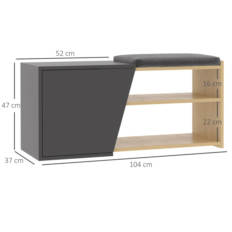 HOMCOM Scarpiera Salvaspazio Moderna per 8 Paia di Scarpe 104x37x47cm - Color Rovere e Antracite