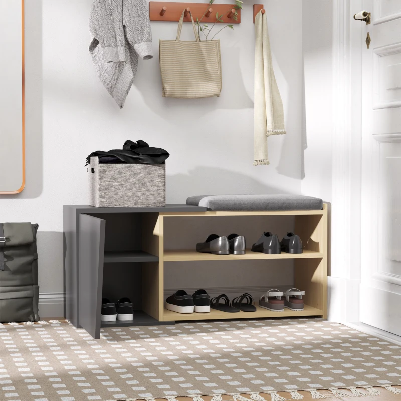 HOMCOM Scarpiera Salvaspazio Moderna per 8 Paia di Scarpe 104x37x47cm - Color Rovere e Antracite