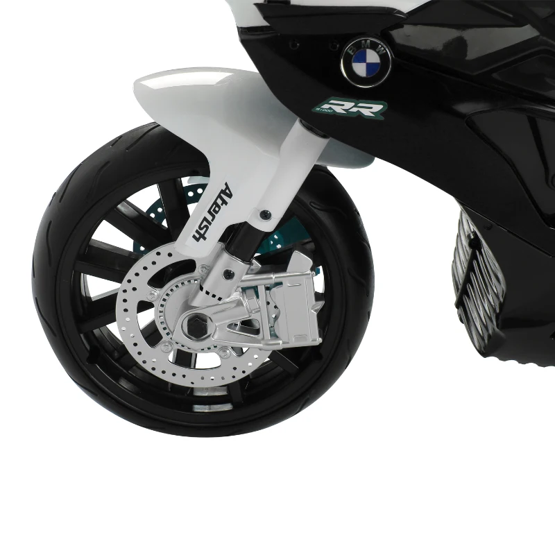 HOMCOM Moto Elettrica per Bambini 3-8 Anni con Licenza BMW, Velocità 2.5-5Km/h, Motocicletta Elettrica con Batteria 12V, Rotelle e Luci, 110x47x69 cm, Nero e Bianco