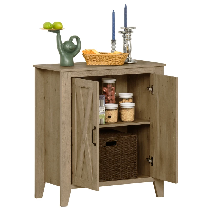 HOMCOM Buffet de Cuisine avec 2 Portes Style Rural Chic Placard avec étagère en Bois Aspect chêne 80I x 40P x 90H cm