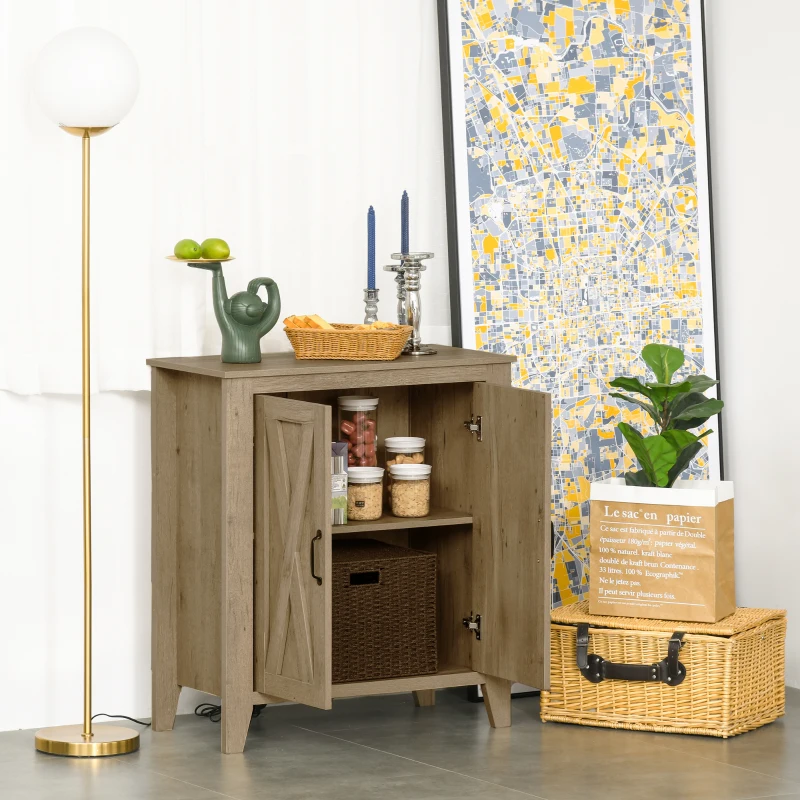 HOMCOM Buffet de Cuisine avec 2 Portes Style Rural Chic Placard avec étagère en Bois Aspect chêne 80I x 40P x 90H cm