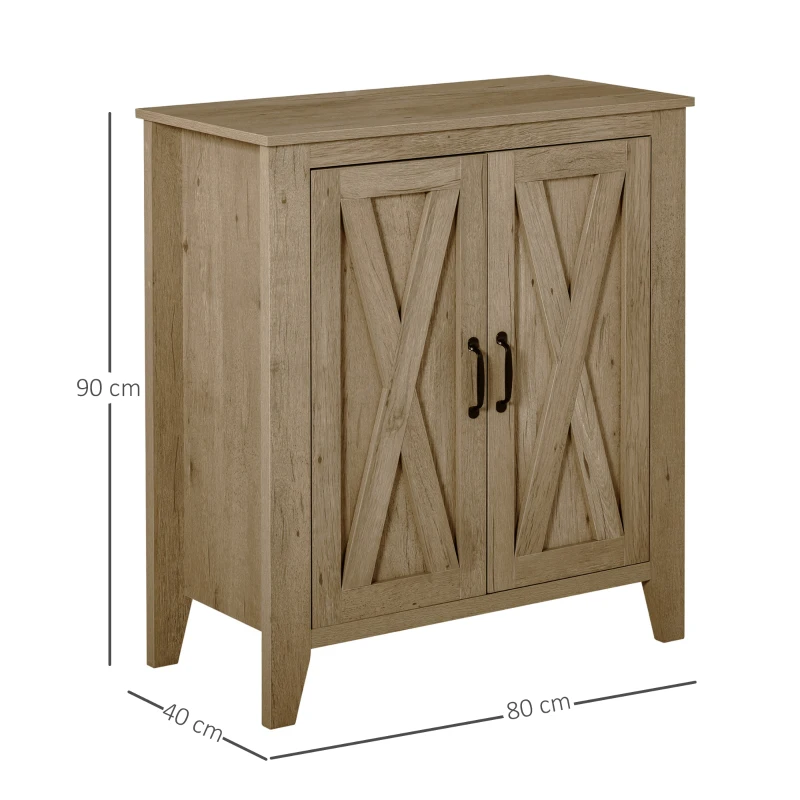 HOMCOM Buffet de Cuisine avec 2 Portes Style Rural Chic Placard avec étagère en Bois Aspect chêne 80I x 40P x 90H cm